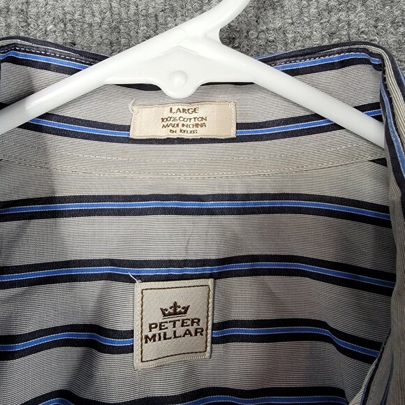 Peter Millar Shirt Mens‎ Large Striped Button Up Long Sleeve Preppy Casual - Picture 8 of 8